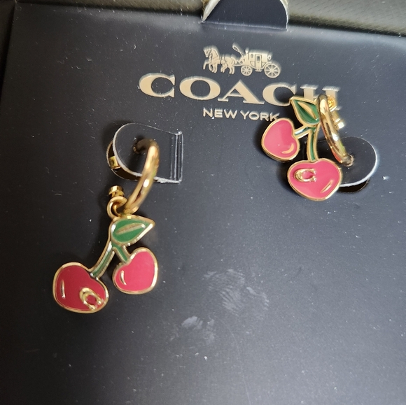 Coach Red and Gold Cherry Earrings - Picture 4 of 9